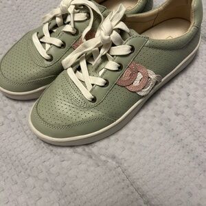 Spenco green, pink, and white sneakers.